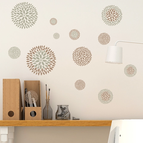 Floral Wall Stickers Purple Hydrangea Butterfly Mandala PVC Self-Adhesive Removable Home Decor Art Mural Backdrop