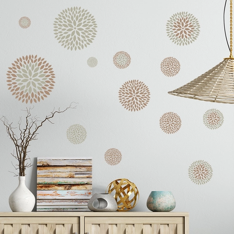 Floral Wall Stickers Purple Hydrangea Butterfly Mandala PVC Self-Adhesive Removable Home Decor Art Mural Backdrop