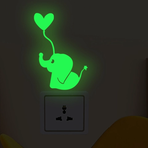 Luminous Switch Wall Stickers Glow In The Dark PVC Cartoon Elephant Unicorn Owl Patterns For Kids Room Home Decor Decals