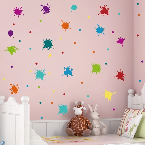 Kleurrijke Verfspatten Muurstickers PVC Artistiek Spatpatroon Stippen Decor Voor Kinderkamer Slaapkamer Muurstickers