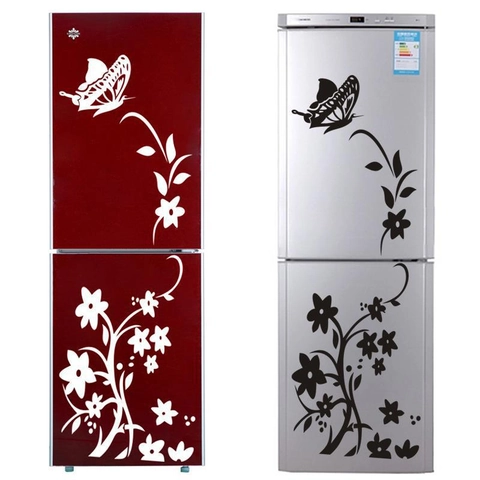 Pegatina De Pared De Mariposa Y Vid De Flor Calcomanía De PVC Extraíble Para Refrigerador Gabinete Decoración Hogar
