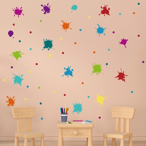 Kleurrijke Verfspatten Muurstickers PVC Artistiek Spatpatroon Stippen Decor Voor Kinderkamer Slaapkamer Muurstickers