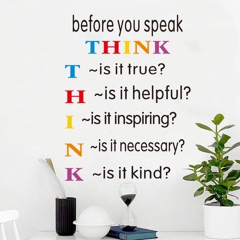 Before You Speak THINK Inspirierende Zitat Wandaufkleber Abnehmbare PVC Schriftzug Decals Für Klassenzimmer Büro Home Decor