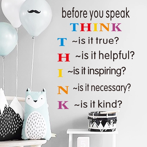 Before You Speak THINK Inspirierende Zitat Wandaufkleber Abnehmbare PVC Schriftzug Decals Für Klassenzimmer Büro Home Decor