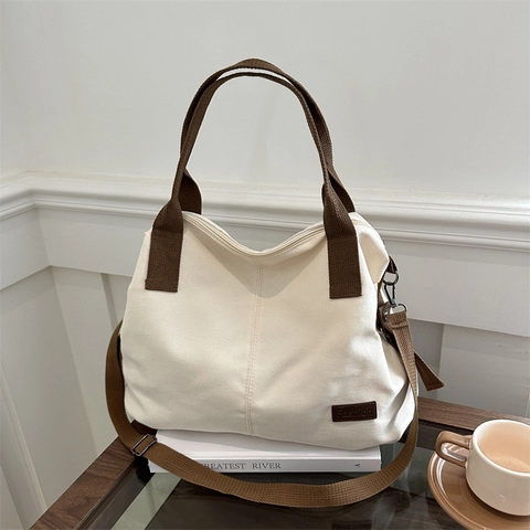 Borsa Tote in Tela da Donna a Grande Capacità Borsa a Tracolla Casual Versatile per Studenti e Pendolari