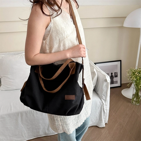 Borsa Tote in Tela da Donna a Grande Capacità Borsa a Tracolla Casual Versatile per Studenti e Pendolari