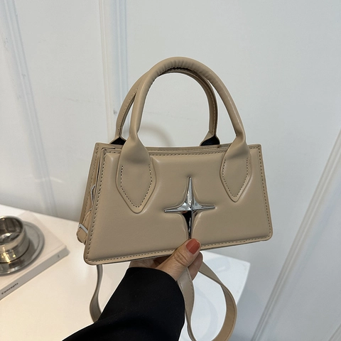 Women Star Metal Decor PU Leather Small Square Bag Fashion Casual Shoulder Crossbody Bag Handbag For Daily Commuting