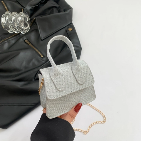 Women Mini Glitter Handbag Luxurious Rhinestone Crossbody Bag With Gold Chain Fashion Evening Party Shoulder Bag For Women