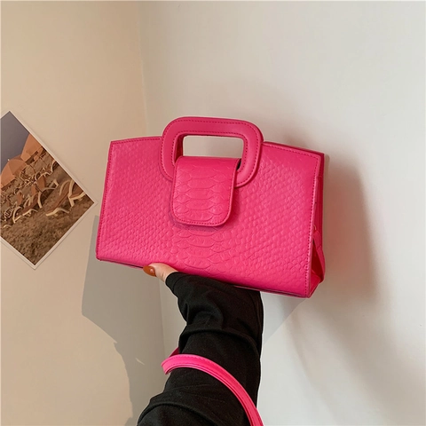 Sac à Épaule Femme en Cuir PU à Motif Crocodile Poignée Découpée Intégrée Grande Capacité Sac à Main Bandoulière Sac Carré Mode
