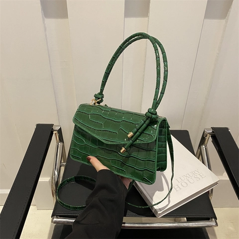 Damen Schultertasche Mit Krokodilmuster PU Leder Umschlagklappe Umhängetasche Täglich Pendeln Minimalistische Mode Handtasche