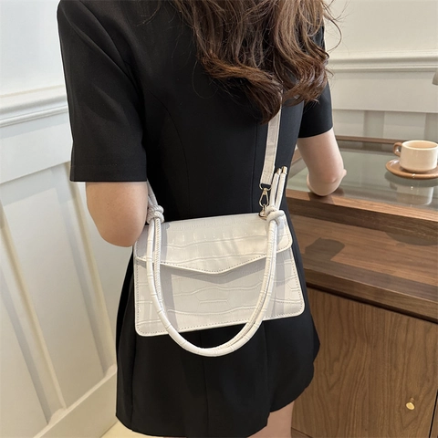 Damen Schultertasche Mit Krokodilmuster PU Leder Umschlagklappe Umhängetasche Täglich Pendeln Minimalistische Mode Handtasche