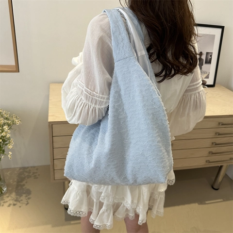 Sac Fourre-tout Plissé Grande Capacité Tissu Texturé Sac À Bandoulière Sous L'aisselle Style Décontracté Pour Femmes