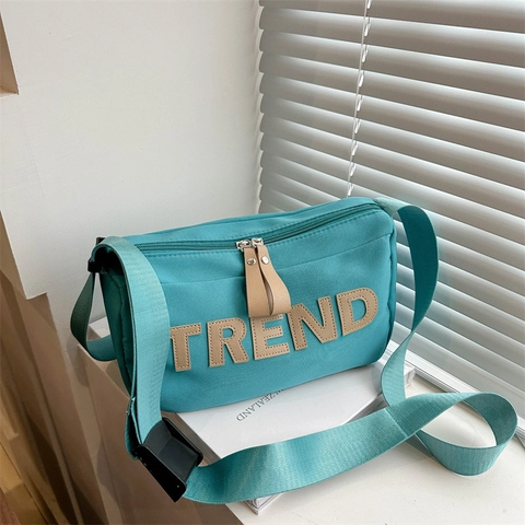 Women Men Nylon Crossbody Shoulder Bag Large Capacity Harajuku Streetwear Casual Trend Letter Applique Adjustable Strap
