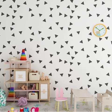 Adesivi Murali Triangolo Geometrico Moderno Minimalista Vinile Rimovibile Impermeabile Decalcomanie per Cameretta Bambini Casa Arredamento Nero