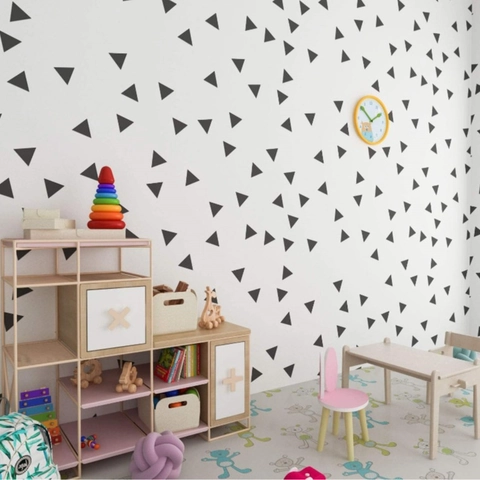 Adesivi Murali Triangolo Geometrico Moderno Minimalista Vinile Rimovibile Impermeabile Decalcomanie per Cameretta Bambini Casa Arredamento Nero