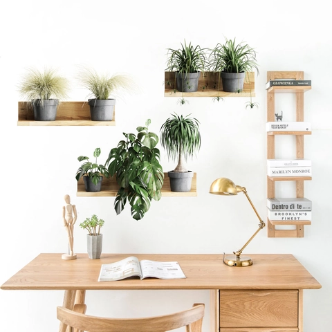 Green Potted Plants Wall Stickers PVC Waterproof Removable DIY Mural Decals For Living Room Bedroom Home Decoration