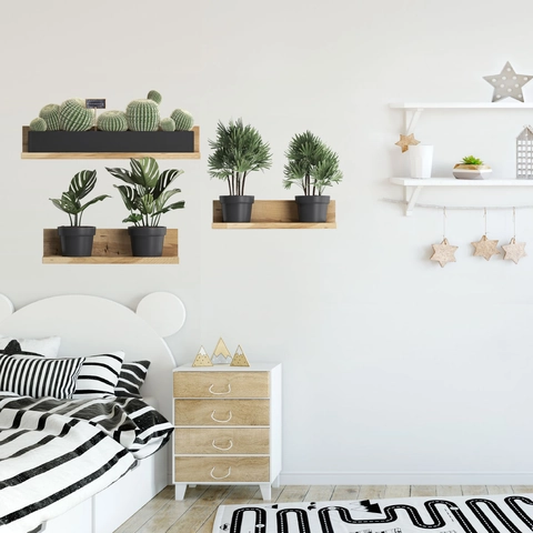 Green Plant Potted Wall Stickers Simulation 3D Shelf Decals PVC Waterproof DIY Removable Home Decor