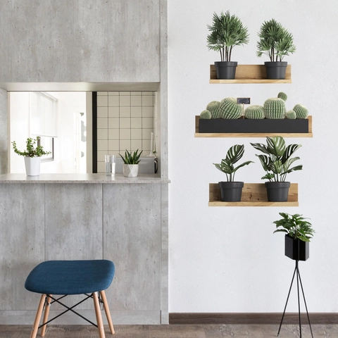 Green Plant Potted Wall Stickers Simulation 3D Shelf Decals PVC Waterproof DIY Removable Home Decor