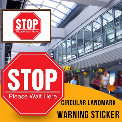 Octagon Red Stop Sign Sticker Set Social Distancing Floor Wall Warning Decal Waterproof PVC For Mall Shop Public Place