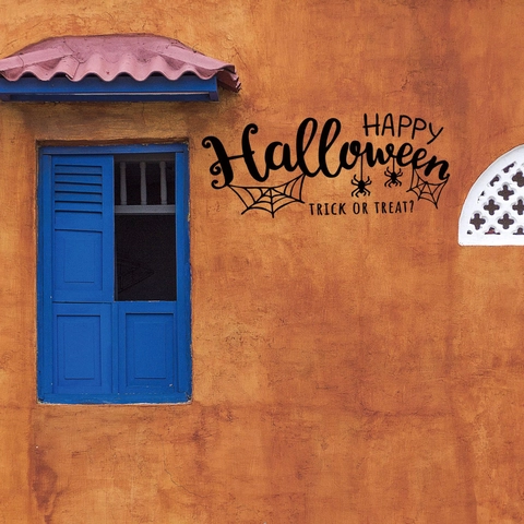 Halloween Wall Stickers Spooky Spider Web Bat Pumpkin Lantern Decorative Removable PVC Decals For Living Room Window Display