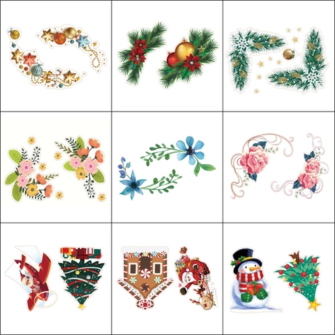 Verwijderbare Waterdichte Kerst En Bloemen Muurstickers Voor Toilet Koelkast Kast Decor Feestelijke Holiday Home Decals