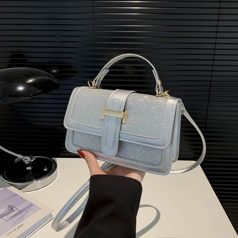 Damen Glitzer Pailletten Umhängetasche Kleine Quadratische Handtasche Mit H Metallschnalle Mode Schultertasche Party Geschenk Tasche