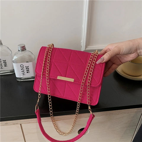 Gesteppte Damen Umhängetasche Geometrische Nähte Goldene Kette Vintage Crossbody Handtasche Für Modischen Alltag