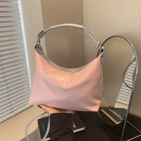 Borsa Hobo Da Donna In Pelle PU Stampa Lettere Moda Colore A Contrasto Tracolla Regolabile Pendolarismo Quotidiano