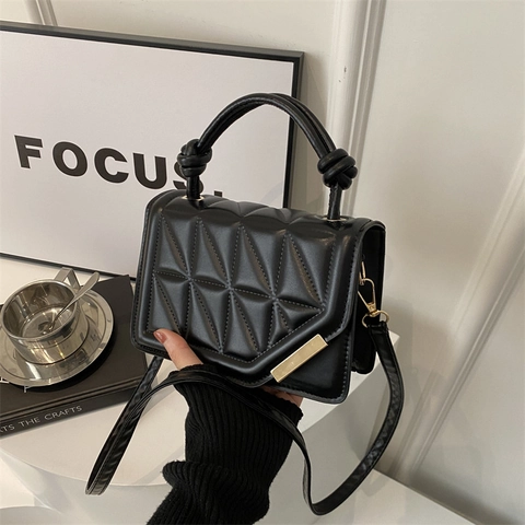 Borsa A Tracolla Trapuntata Geometrica Da Donna Borsa A Mano In Pelle PU Con Manico Annodato E Tracolla Regolabile