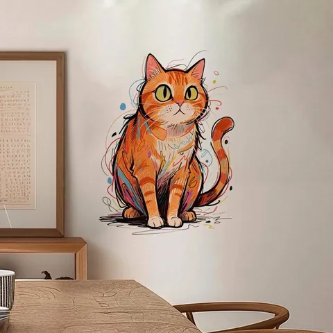 Cartoon Animal Flower Wall Stickers PVC 3D Highland Cow Cat Rabbit Unicorn Decals For Kids Room Bedroom Home Decor
