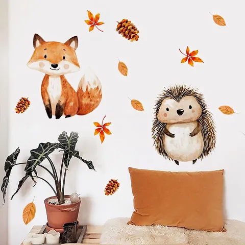 Adesivi Murali Animali Cartoni Animati PVC Impermeabile Autoadesivi Decorazione Cucina Bagno Stile Acquerello Dipinto A Mano