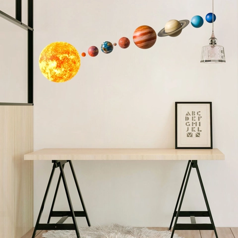 Adhesivos de Pared Planetas del Sistema Solar Impermeables PVC DIY Espacio Para Dormitorio de Niños Decoración Educación