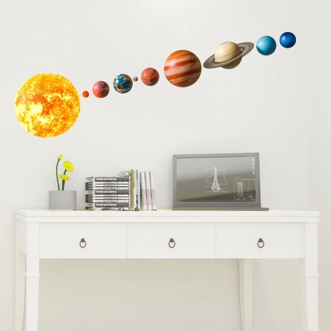 Adhesivos de Pared Planetas del Sistema Solar Impermeables PVC DIY Espacio Para Dormitorio de Niños Decoración Educación