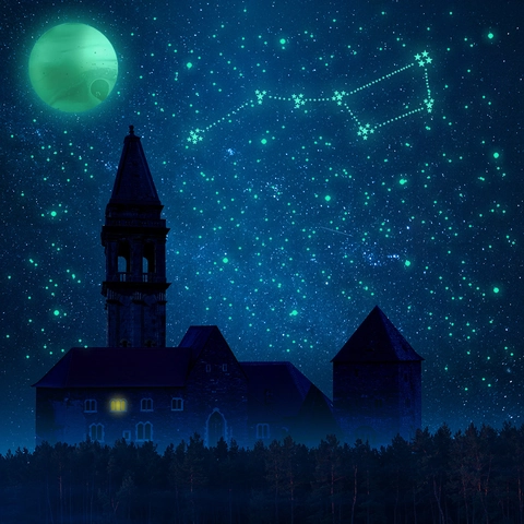 Stickers Muraux Lumineux Dans Le Noir Lune Étoiles Points PVC Autocollant Pour Décoration De Chambre D'enfant