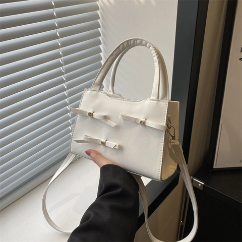 Borsa A Tracolla In Pelle PU Con Fiocco Da Donna Elegante Borsa A Mano Quadrata Con Manico Superiore E Tracolla Regolabile