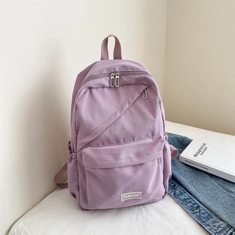 Large Capacity Oxford Cloth Backpack Minimalist Solid Color Student School Bag Waterproof Casual Daypack For Men Women Travel