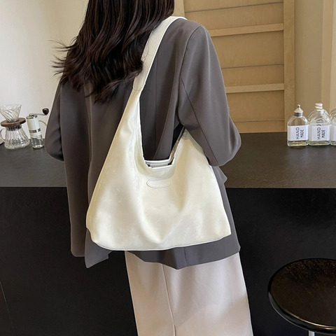 Bolso Tote de Gran Capacidad para Mujer Cuero de PU Suave Color Sólido Bolso de Hombro Hobo Minimalista Casual para Oficina Diario