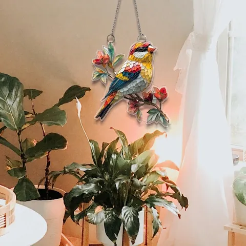 Acryl Sonnenfänger Hängende Dekoration Buntglas Stil Tier Blume Muster Flach Fenster Wand Veranda Heimdeko