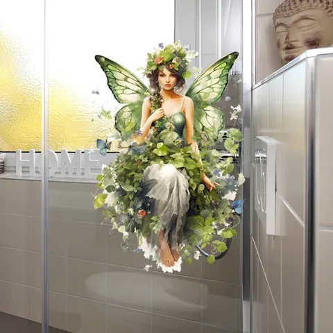 Cartoon Fee Vlinder Ballet Meisje Raam Statische Stickers Waterdicht PVC Decoratieve Muurstickers Glazen Deur Home Decor