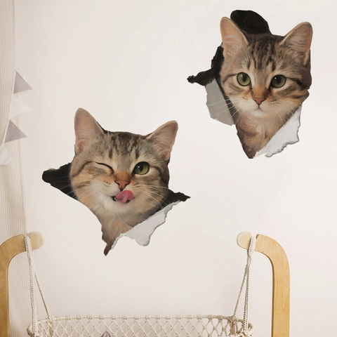 Pegatinas de Pared 3D Tema Animales y Océano PVC Impermeable Creativo Gato Pez Algas Leopardo de las Nieves Decoración Hogar