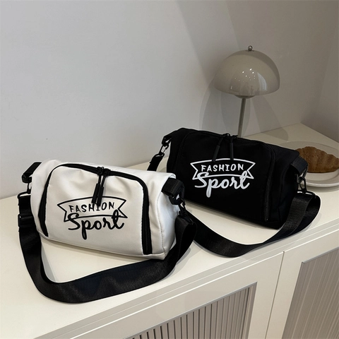Sac à Bandoulière en Tissu Oxford avec Impression de Lettres Fashion Sport Petit Sac Besace Décontracté pour Homme Femme Unisexe