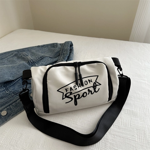 Sac à Bandoulière en Tissu Oxford avec Impression de Lettres Fashion Sport Petit Sac Besace Décontracté pour Homme Femme Unisexe