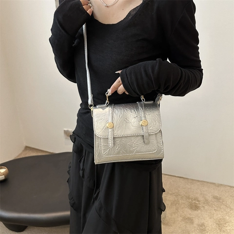 Vintage Marble Pattern Women PU Leather Crossbody Bag Fashion Gold Hardware Top Handle Square Satchel Satchel Bag Daily Use