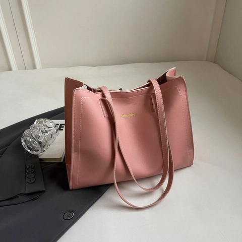 Women Large Capacity Tote Bag High Quality PU Leather Contrast Stitching Minimalist Commuter Shoulder Bag Daily Work Fashion Handbag