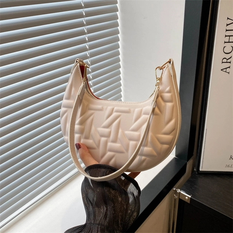 Borsa Sottobraccio Minimalista Da Donna In Pelle Sintetica Con Rilievo Geometrico Borsa A Spalla Retrò Alla Moda Per Uso Quotidiano