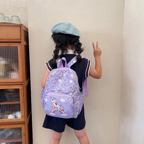 Kids Backpack Waterproof Nylon Cartoon Unicorn Dinosaur Print Lightweight Schoolbag For Kindergarten Toddler Girls Boys