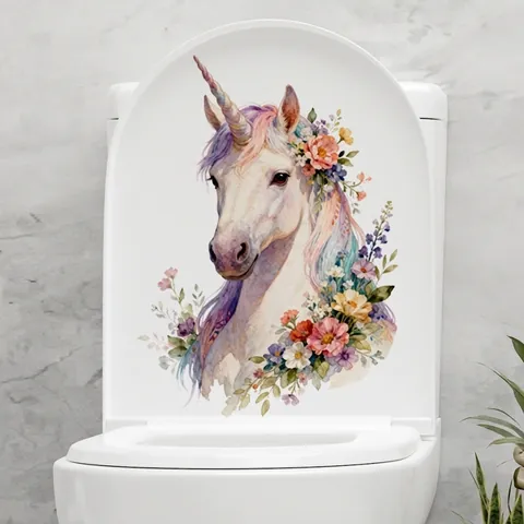 Adesivi Murali Animali Acquerello PVC Impermeabile Decalcomanie Per Bagno Casa Tartaruga Marina Unicorno Gato Orso Autoadesivo