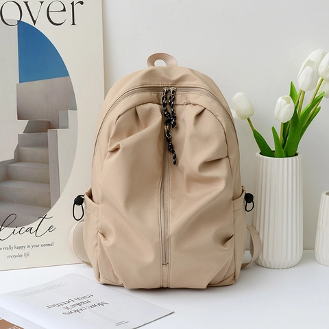 Sac à Dos en Nylon de Grande Capacité pour Étudiants Casual Tendance Imperméable Sac à Dos pour Filles Daypack Minimaliste