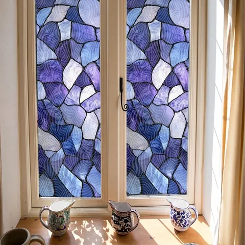 Creative Irregular Colorful Geometric Static Window Sticker Stained Glass Film For Living Room Bedroom Privacy Home Decor