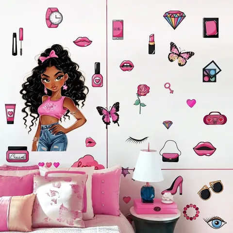 Black Girl Magic Εμπνευσμένα Αυτοκόλλητα Τοίχου Πεταλούδα Κορίτσι Κινουμένων Σχεδίων DIY Παρακίνησης PVC Αυτοκόλλητα για Παιδικό Δωμάτιο